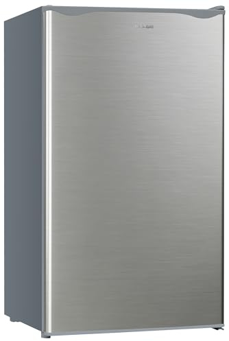 HYUNDAI Réfrigérateur Table Top 90 L Keep Fresh, Compact avec Freezer, Porte Réversible, 2 Clayettes Verre, Bac à Légumes, 41 dB (Argenté)