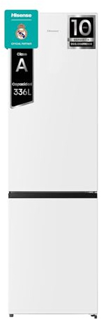 Hisense RB440N4AWA - Frigorífico Combi Total No Frost, Clase A, 336L, 202cm, Multi Airflow, Apertura de Puerta 90, Congelamiento Rápido, Botellero, Puerta Reversible, WiFi, Blanco
