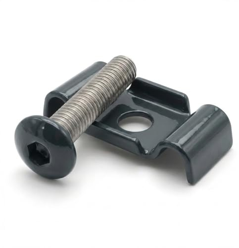 PB Schrauben® 25x Schraube und Halteklammer für Doppelstabmattenzaun Befestigung Edelstahl A2 I Schmetterling Zaunbefestigungsset Zubehör | Coated in Germany I RAL 7016 (Anthrazit)