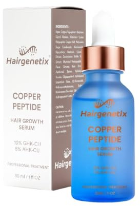 Hairgenetix Kopparpeptid Hartillvaxt Serum - GHK-Cu & AHK-Cu - Mot Haravfall Harbottenbehandling for Tunnare Har - Man och Kvinna - 30ml