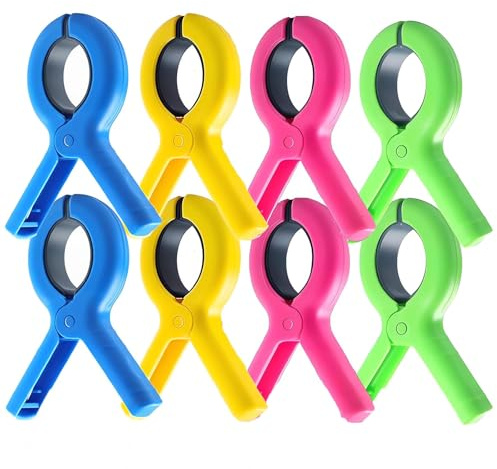 8pcs Grandes Pinces à Serviette de Plage Pinces à Serviette de Plage pour Chaises Longues et Transats Pinces XXL en Plastique Pinces Robustes pour Bain, Linge, Plage