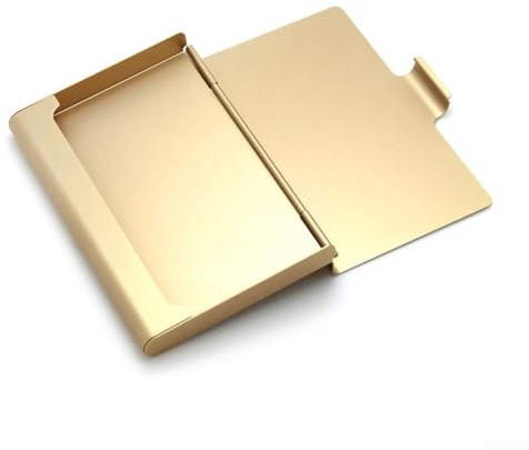 Visitkortshållare i aluminium, metall för kreditkortsfodral, smal för rfid-blockerande plånbok för kontorsresor (guld)