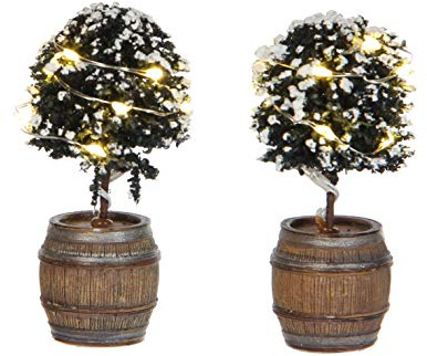 Luville - Buxus Tree in a Barrel 2 Pieces h8.5cm - Weihnachtshäuser & Weihnachtsdörfer