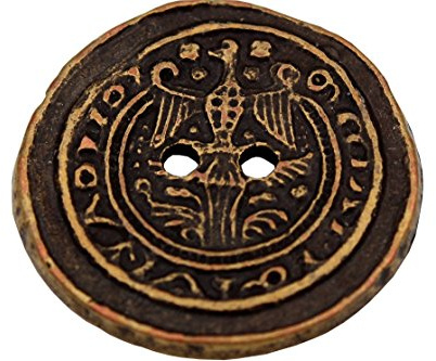 messing bronze geschwärzt, 2Loch Metallknöpfe Adler Motiv, flach, antik wirkend, made in Germany, 3 Größen erhältlich (6 Stück) (15mm)