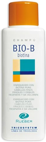 Rueber - Champú BIO-B 400ml | Champu Anticaida Hombre y Champu Anticaida Mujer | Con Biotina Pura para Cabellos Frágiles Genera Más Espesor, Grosor y Brillo | Tratamiento Anticaida Cabello