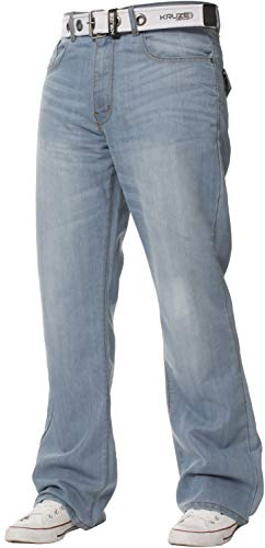 BRAND KRUZE Jean Coupe Jambe Semi-évasée Coupe Large Toutes Tailles pour Homme