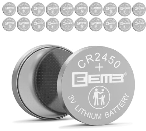 EEMB 20 Stück CR2450 3V Lithium Knopfzellen CR 2450 Batterien DL2450 ECR2450 BR2450 für Uhren Teelichter Duftkerzen Alarmanlagen Autoschlüsselanhänger Fernbedienungen Taschenrechner