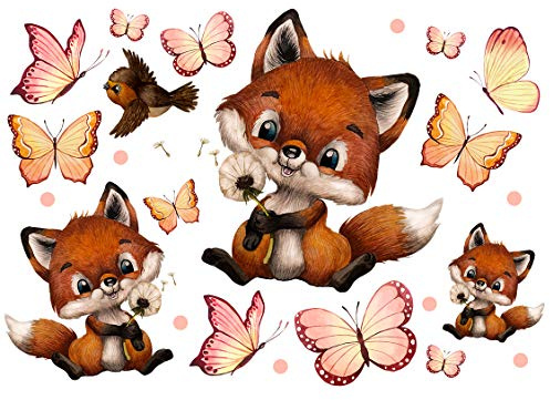 Bügelbilder Fuchs Füchslein Pusteblume Schmetterlinge Set in A5 Applikation Kissen Shirt Taschen Bügelbild Bügelmotiv Patch Aufbügelbilder bb208 ilka parey wandtattoo-welt®