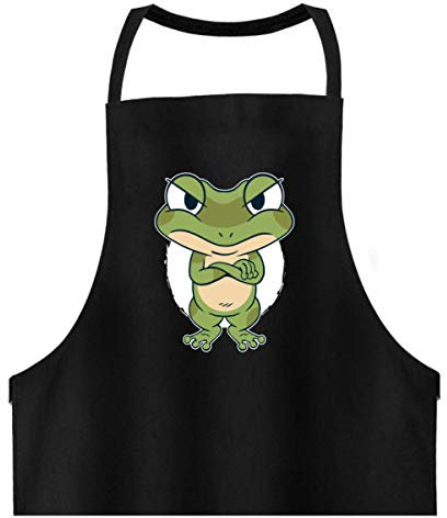 Galeriemode Schlecht gelaunter Frosch - Hochwertige Grillschürze -Einheitsgröße-Schwarz