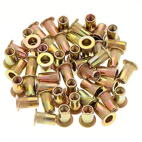 Booramy 150PCS M5 placcato in acciaio al carbonio rivetto dado filettato inserto testa piatta per mobili in legno