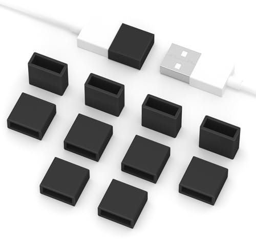 10PCS USB A Male Anti Dust Plug Stopper Cap Cover Protector Lids USB Port Anti-Dust Plug Cover USB Interface Port Protector USB Port Protectors Anti-Dust Dirt for USB Male Ports (Black)