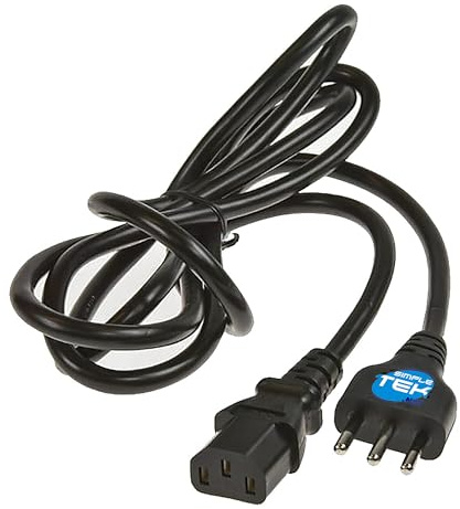 SIMPLETEK – Câble triple alimentation pour ordinateur fixe de bureau assemblé alimentation ordinateur moniteur prise italienne 3 pôles universel 1,5 m noir