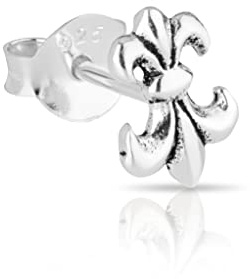 NKlaus simple motif fleur de lys clous d'oreilles femmes en argent sterling 925 Boucles d'oreilles gothiques 3134