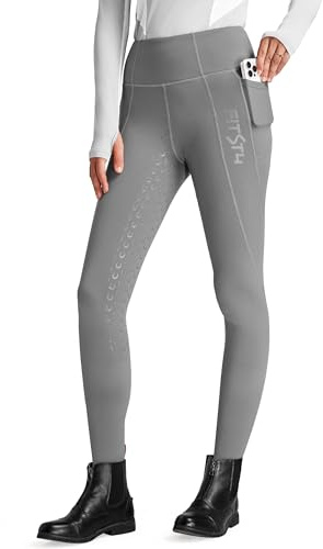 FitsT4 Pantaloni da Equitazione Invernali da Donna, Foderati in Pile, con Impugnatura in Silicone, con Tasche