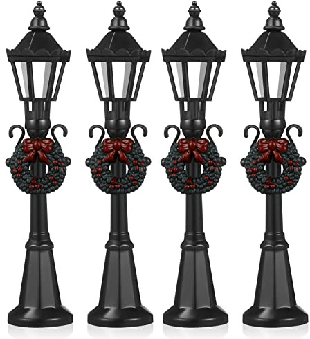 Homoyoyo Farolas Navideñas Miniatura Farola Navideña Pequeña para Decoración De Casas De Muñecas Niños Accesorios Navideños Micro Pueblos Paquete De 4 Unidades 12 Cm