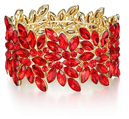 EVER FAITH Elastisch Stretch-Armband Art Deco Vintage runder Marquise Kristall Armkette für Party-Abschlussball