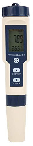 Messgerät Wassertester 5 in 1 Tragbarer Digitaler PH-Salzgehalt Temp TDS EC-Messgerät Multifunktionaler Wasserqualitätstester Detektor Digital EC TDS PH-Salzgehalt