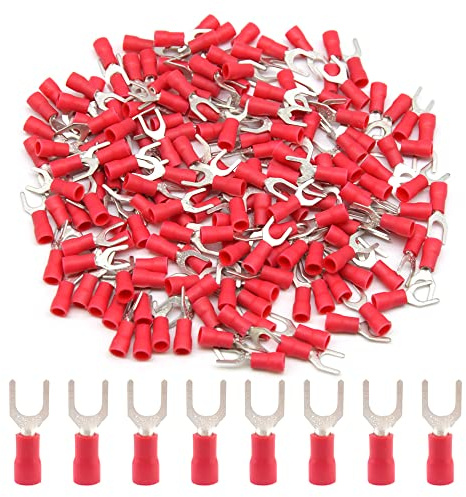 Hocansen 100 st Crimp-terminal crimpgaffel kontaktdon set isolerad gaffel terminalkontakt för kabelgaffel eltråd (PFR/M5)