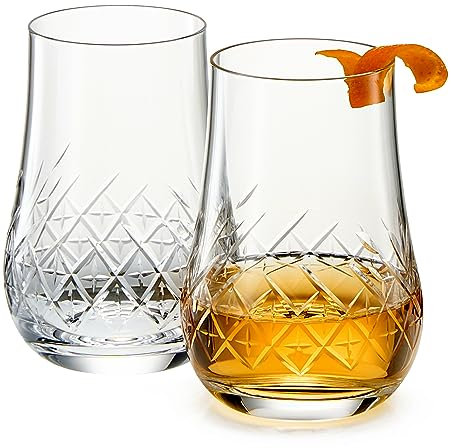 Crystal Brandy Snifter Glaswaren | Set von 2 | Likör-Verkostungsgläser für Cognac, Whiskey, Scotch, Bourbon – Handgefertigte elegante Glas Spirituosen Getränke – Geschenke für Ihn, Vater, Freund, 9,4