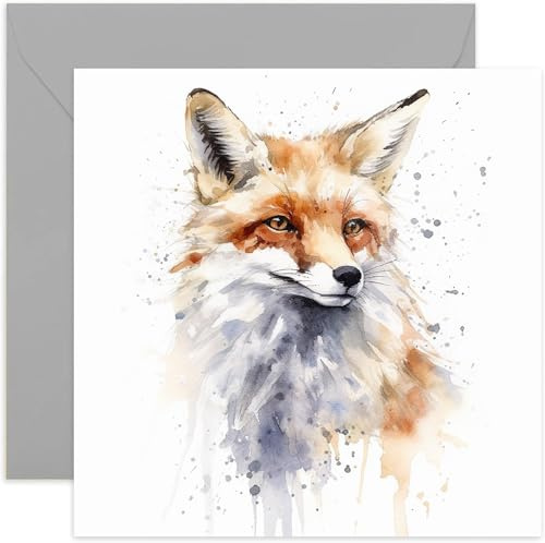 Old English Co. Grußkarte zum Geburtstag mit Aquarell-Motiv, roter Fuchs, niedliche Geburtstagskarte für Mama, Oma, Schwester, einfach so, blanko Innenumschlag