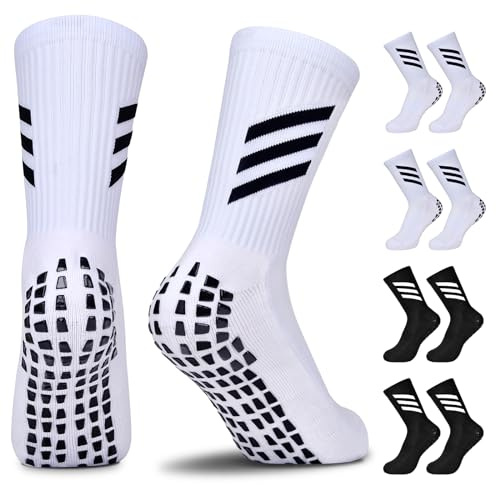 JUYANO Kids Grip Socks Football Socks Boys Girls, Breathable Grip Socks Junior Anti-slip Athletic Sock for Kids AntiSkid Rubber Pads Sports Sock for Basketball Rugby Tennis Ages 6~12