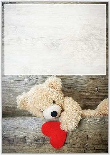 Briefpapier mit Herzen DIN A4 - Papier mit Herzchen - 20 Blatt - Motiv Nr. 006 | 120g/m²