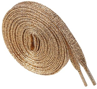 BupiMufi Glitter skosnören, metalliska platta skosnören, bling, design för sportskor, stövlar, tränare, 115–180 cm, Rosaguld, 115cm/45Inch