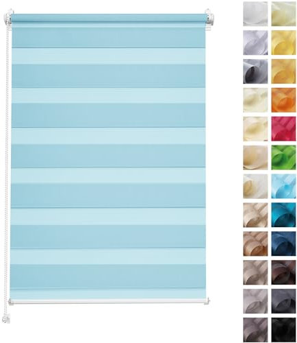 Rettika Doppelrollo Klemmfix ohne Bohren – Blauer Himmel – Breite 40 cm, Höhe 150 cm – Duo Rollo für Innenräume, Sichtschutz Fensterrollo mit Lichtregulierung