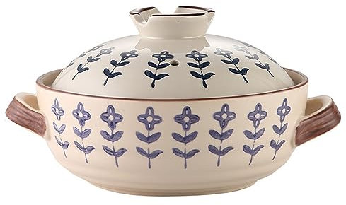 Chfkun Casseruola in Ceramica, Pentola in Argilla Giapponese Donabe Pentola per Riso in Pietra con Coperchio, Pentola in Terracotta Casseruola in Ceramica Fornello Pentole Sane Pentola per Zuppa P