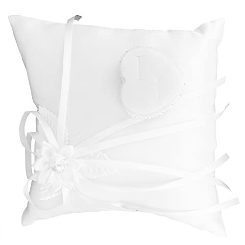 JYCRA Weißes Ringkissen, Kamelie, Herzförmiges Ringkissen, Hochzeitszubehör, Hochzeitsringträger, Kissenhalter, Kissen für Party, Hochzeit