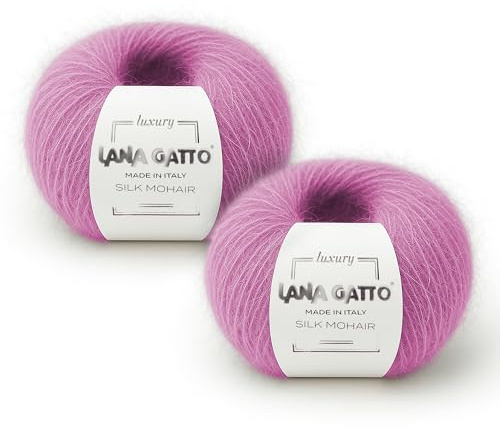 Mohair Seidengarne für das Stricken, Lana Gatto Luxury Silk Mohair Line, 50 gr., 424 mt, (Rosa - 30484, 2)