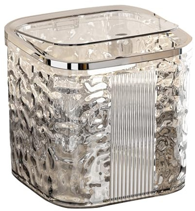 Koomuao Liemuao Poubelle de Salle de Bain avec Couvercle à Bouton-Poussoir, Mini Poubelle de Bureau Transparent, Poubelle à Cosmétiques pour Coiffeuse, Chambre à Coucher, Salon, Cuisine (Clair-L-A)
