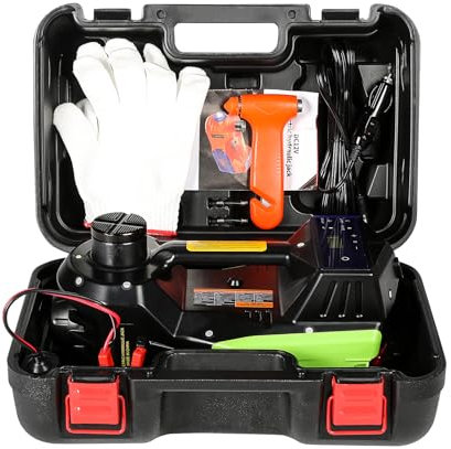 VOBOR Kit de Gato EléCtrico para Coche, Plataforma Elevadora de Coche Gato EléCtrico de 12 V 155 Mm-450 mm, Juego de ReparacióN de Cambio de NeumáTicos