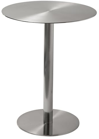 Tavolo da Bar Rotondo, Tavolo da Bistrot da Cocktail ad Altezza Bancone per Interni ed Esterni Domestici, Tavolino da Pranzo per Colazione in Cucina in Acciaio Inossidabile con Base Stabile(Size:60x60