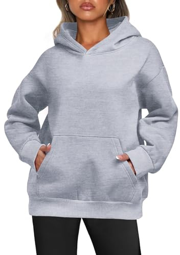 Enwokran Felpa Donna con Cappuccio, Maniche Lunghe Inverno Sport Maglie Autunno Oversize Elegante Pullover Sweatshirt Calda Felpe con Tasche (Grigio, M)