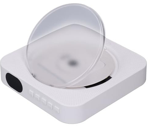 BT CD Player, Portable CD Player with Speakers, Remote Control Protective Cover Design, 2 Modes Wall Mount BT5.0 CD Player (White)