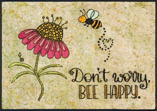 Wash+Dry tappeto Design Bee Happy 60x85cm, adatto per interni ed esterni, lavabile, multicolore