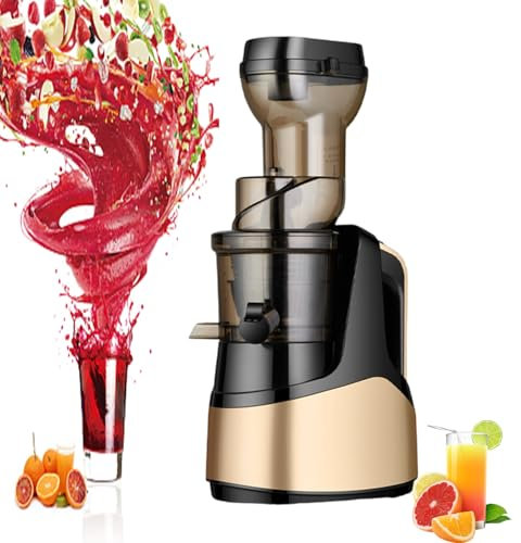 Slow Juicer Macchina spremiagrumi, 150w spremiagrumi per frutta e verdura con funzione di inversione/Spazzola e motore silenzioso Spremiagrumi a freddo fare fresco succo sano,Brown