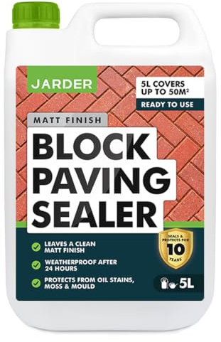 Jarder One Coat Block Paving Sealer 5L - Protects your Block Paving for up to 10 Years from Oil Stains, Moss, Mould and Weathering - Covers 50m2