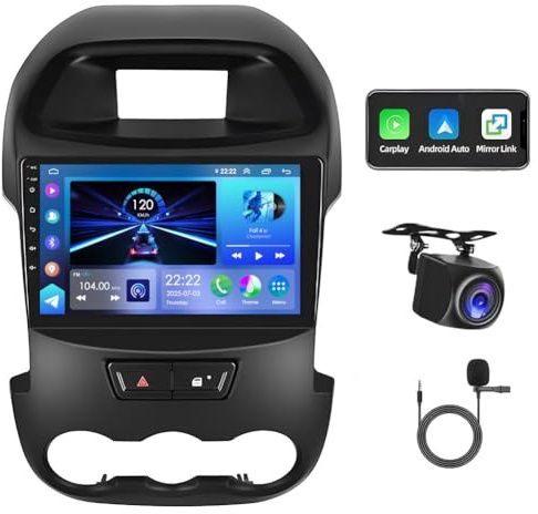 4+64G Android 13 Car Stereo Radio GPS Navi for Ford Ranger PX 2011-2015 9 Inch Double Din w/Wireless Carplay & Android Auto Car Stereo FM/RDS Radio Receiver w/Rear Camera SWC Bluetooth Wi-Fi HiFi
