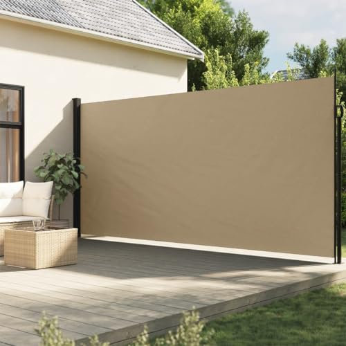 Homgoday Toldo Lateral retráctil Beige 200x500 cm Toldo Lateral de protección Visual para balcón, jardín y terraza, protección Solar, protección contra