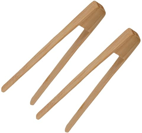 2 Pièces Pince à Toast en Bambou Naturel,Longueur 30cm,Pour Grille-Pain, Service et Cuisine,Idéale pour Pain, Fruits et Cornichons,Design Ergonomique avec Branches Fines,Réutilisables