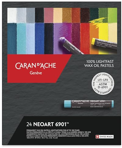 CARAN D’ACHE Neopastel Set 24 Farben, Ölpastelle im Metalletui, Künstler Pastellkreiden, Swiss Made