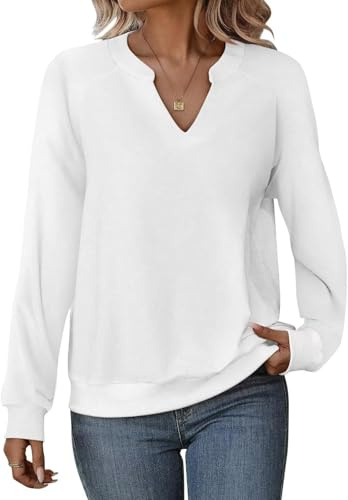 Cuptacc Sudaderas Mujer Casual Cuello V Otoño Cómodo Manga Larga Sueter | Elegante,Sin Capucha,Cuello en V,Moda,Básicas,Manga Larga,Clásica,Chic,Primavera