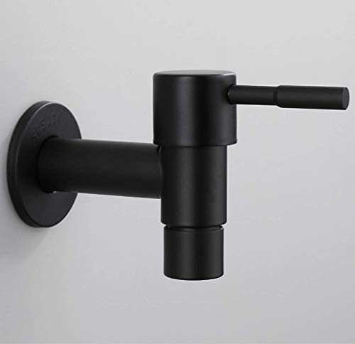 Wasserhähne ， Wand-Kaltwasserhahn aus Edelstahl for Badezimmer, Mopp, Pool, Waschmaschine, Wasserhahn, schwarze Farbe
