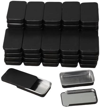 Lot de 60 petites boîtes rectangulaires en métal avec couvercle coulissant pour thé, bonbons, bijoux, pilules, artisanat, randonnée, camping