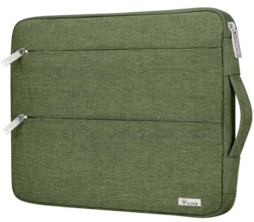 Voova Laptop Sleeve 13.3 Inch, Laptop Case for MacBook Air, Army Green | Laptop sleeve for 13.3-inch devices with waterproof fabric, velvet lining, 360° padding, vertical handle and front pocket.