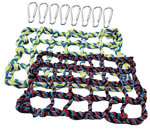 VERDANVERSE 2 Stück Farbige Kletternetze für Papageien und Sittiche Baumwollseil Hängematte für Vogelkäfige Robust und Sicher