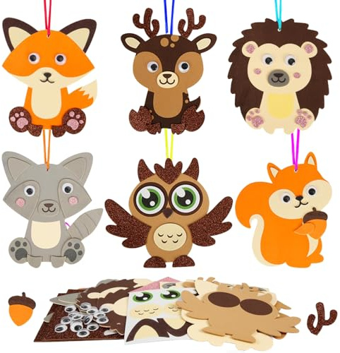 PPGGOPP Loisirs Créatifs automne et hiver pour Enfants, 6Pcs Feutre Loisirs, Kits Bricolage Animal Créations, Déco Feutrine Feuilles Ornement pour Porte Fenêtre