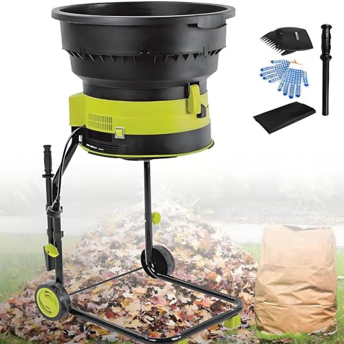 FENGSSLL 2500W Garden Leaf Crusher, Electric Leaf Mulcher Garden Shredder,with Wheels and Storage Bag,8000rpm Electric Chipper,for Yard Cleanup,Powercord×30m